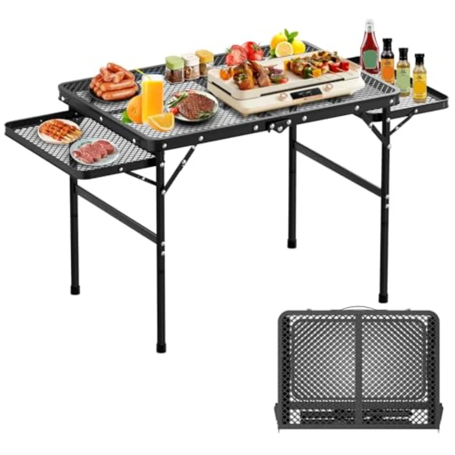 Portable Folding Camping Table with Adjustable Height for Outdoor BBQ and Picnic Large Metal Grill Table in Black 53.14 x 26.6
Portable Folding Camping Table with Adjustable Height for Outdoor BBQ and Picnic Large Metal Grill Table in Black 53.14 x 26.6