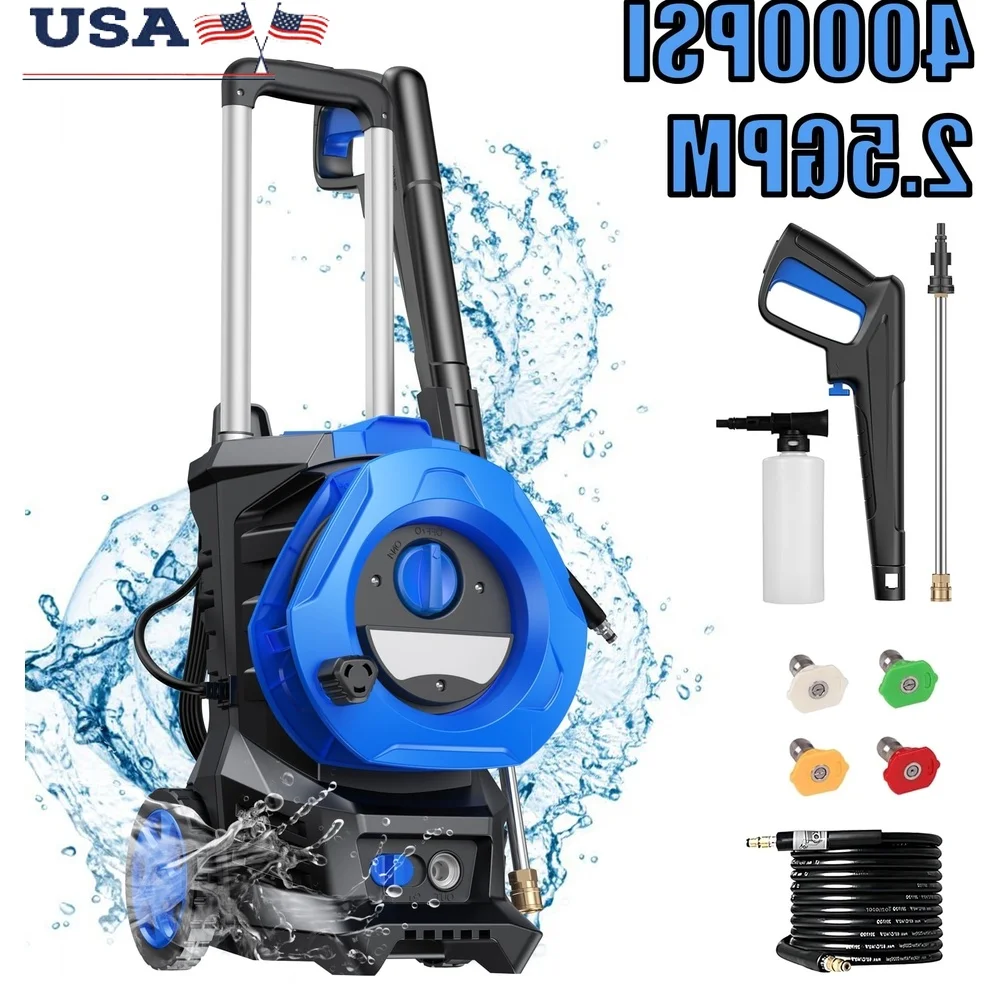4000 PSI Electric Pressure Washer 110V 2.5 GPM Lightweight Portable Adjustable Nozzles Ergonomic Design Garden Car Cleaning
4000 PSI Electric Pressure Washer 110V 2.5 GPM Lightweight Portable Adjustable Nozzles Ergonomic Design Garden Car Cleaning