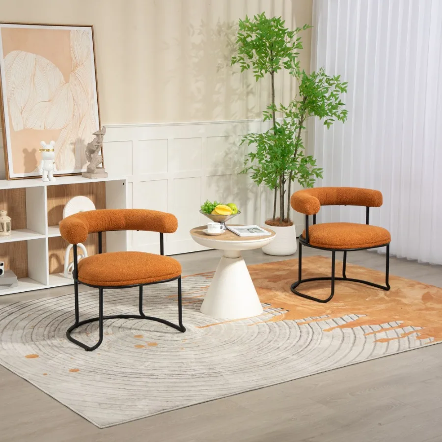 COOLMORE Boucle Dining Chairs Set of 2 MidCentury Modern Curved Backrest Chair Round Upholstered Kitchen Chairs Orange Boucle
COOLMORE Boucle Dining Chairs Set of 2 MidCentury Modern Curved Backrest Chair Round Upholstered Kitchen Chairs Orange Boucle