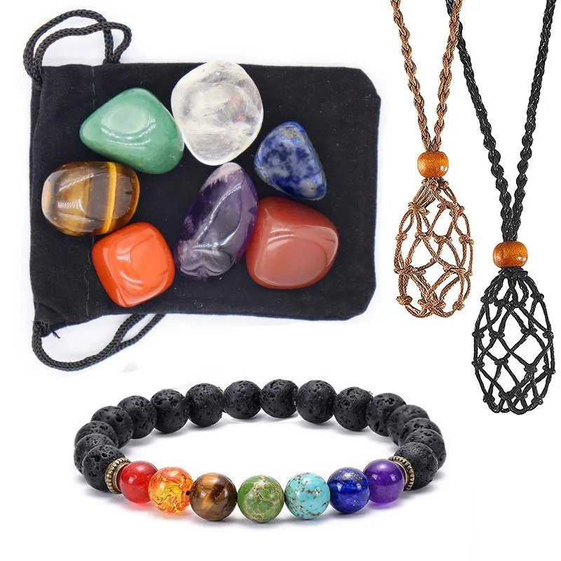 11pcs/set Natural Healing Crystal Quartz Chakra Net Bag Pendant Adjustable Necklace Cord Tumbled Stone Holder Rope Cage Chain
11pcs/set Natural Healing Crystal Quartz Chakra Net Bag Pendant Adjustable Necklace Cord Tumbled Stone Holder Rope Cage Chain