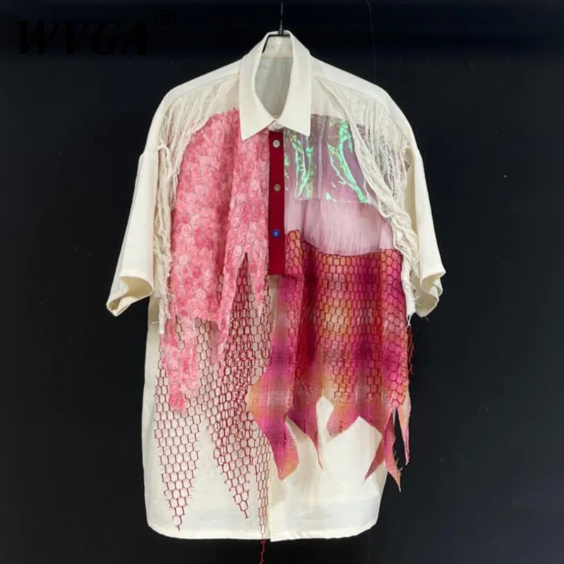 WVGA Spring Summer New Man Tide Original Design Lace Patchwork Casual Short Sleeve Shirts Niche Chic Casual Shirt Ins Y2K W9324
WVGA Spring Summer New Man Tide Original Design Lace Patchwork Casual Short Sleeve Shirts Niche Chic Casual Shirt Ins Y2K W9324