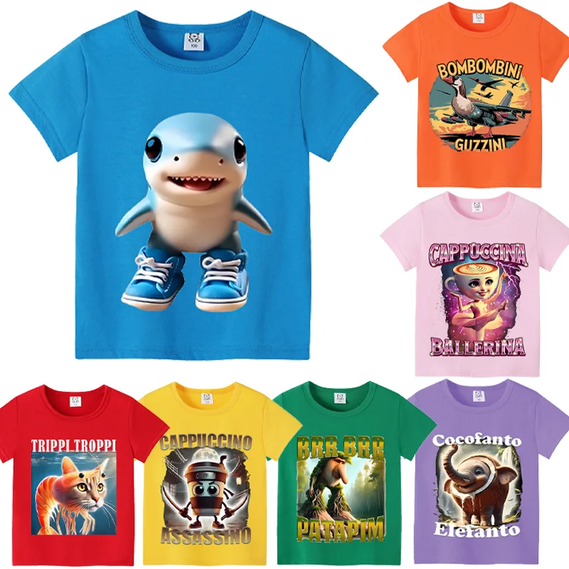 Итальянская футболка с мозгом, детские футболки для маленьких девочек, Telala, забавная акула, топы с короткими рукавами, мягкая одежда с героями мультфильмов для мальчиков, футболки
Итальянская футболка с мозгом, детские футболки для маленьких девочек, Telala, забавная акула, топы с короткими рукавами, мягкая одежда с героями мультфильмов для мальчиков, футболки