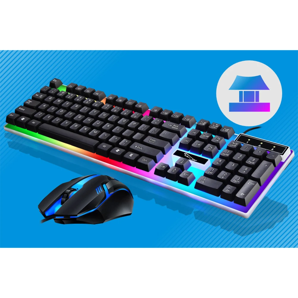 Wired Keyboard Mouse Set Gaming Computer USB Black Float Keys Colorful LED Backlight Draining Holes Ergonomic Design
Wired Keyboard Mouse Set Gaming Computer USB Black Float Keys Colorful LED Backlight Draining Holes Ergonomic Design