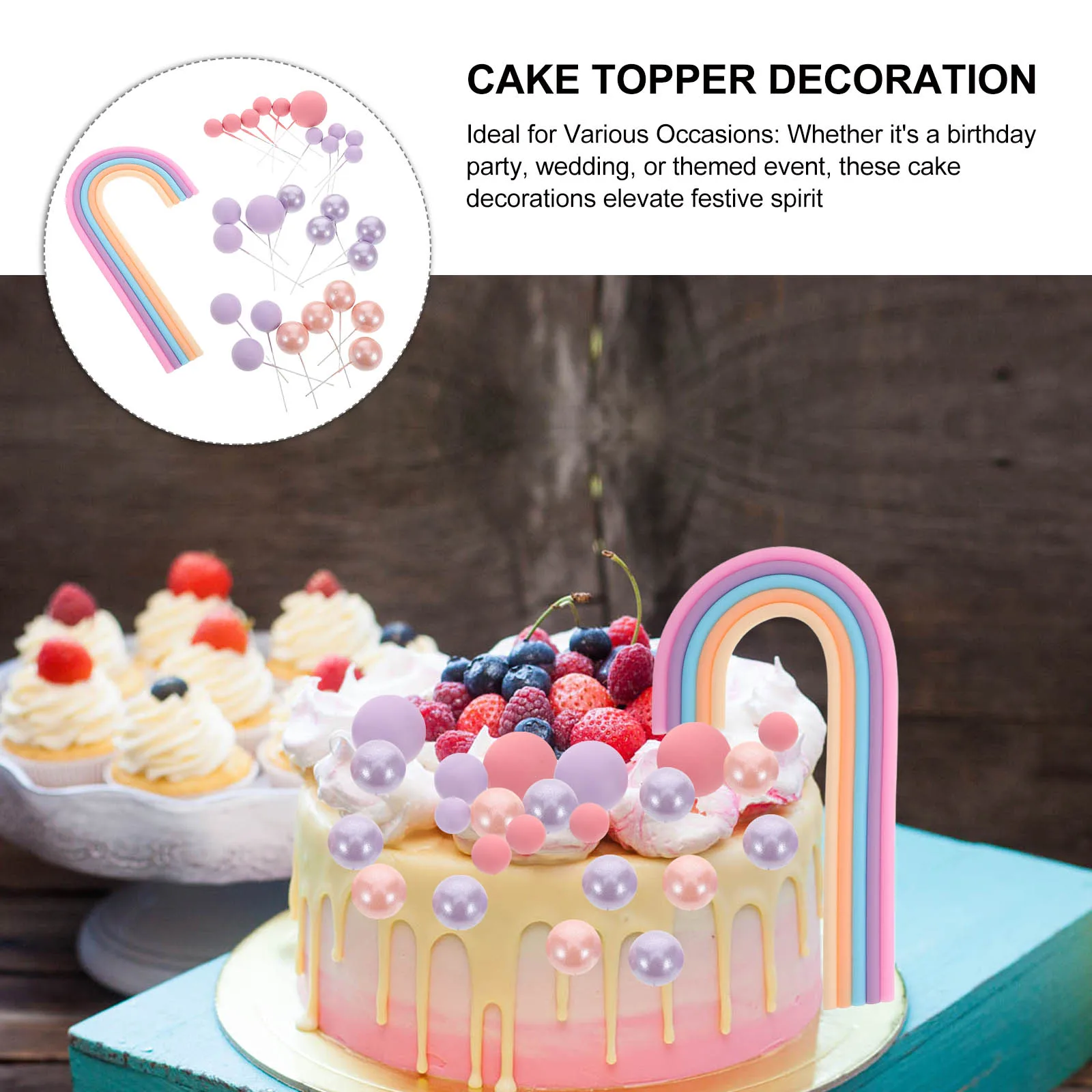 28 Pcs Cake Decoration Set Balloon Topper Plastic Ornaments Birthday Party Wedding Photo Background Rainbow Theme Cake
28 Pcs Cake Decoration Set Balloon Topper Plastic Ornaments Birthday Party Wedding Photo Background Rainbow Theme Cake