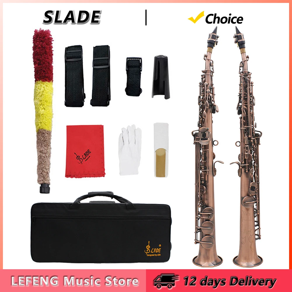 SLADE Bb Soprano Saxophone Brass Body Red Antique Straight Sax Woowind Instrument Saxfone with Case Reeds Parts & Accessories
SLADE Bb Soprano Saxophone Brass Body Red Antique Straight Sax Woowind Instrument Saxfone with Case Reeds Parts & Accessories