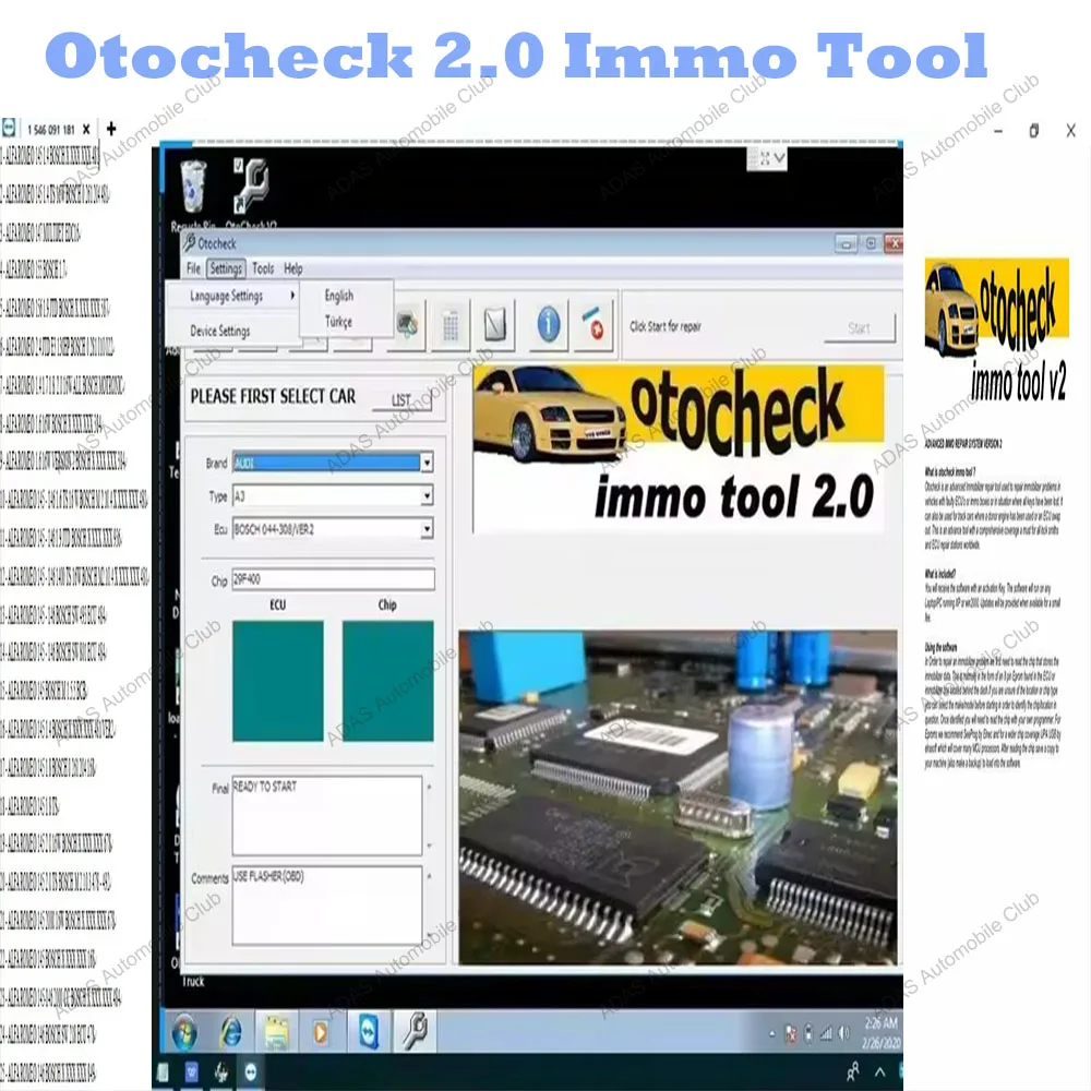 2024 Hot Otocheck 2.0 Immo Tool Newest Cleaner Advanced Immo Repair System for Immobilizer Otocheck Software OTO Check Immo Tool
2024 Hot Otocheck 2.0 Immo Tool Newest Cleaner Advanced Immo Repair System for Immobilizer Otocheck Software OTO Check Immo Tool
