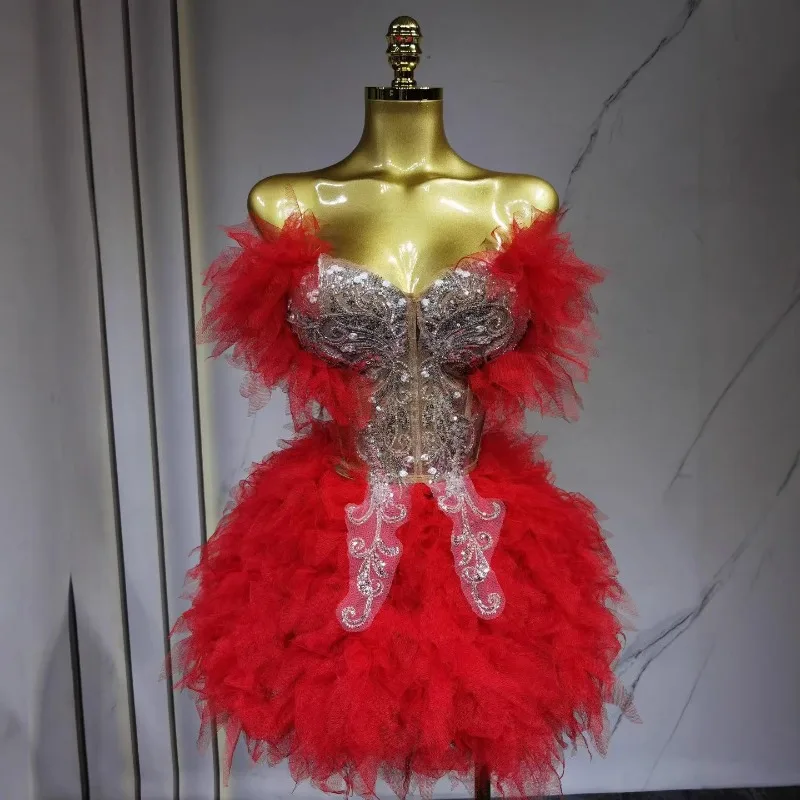 Women Sexy Strapless 2 Pieces Mini Dress Ball Gown Nightclub Party Stage Performance Costume performance accessories Dancewear
Women Sexy Strapless 2 Pieces Mini Dress Ball Gown Nightclub Party Stage Performance Costume performance accessories Dancewear