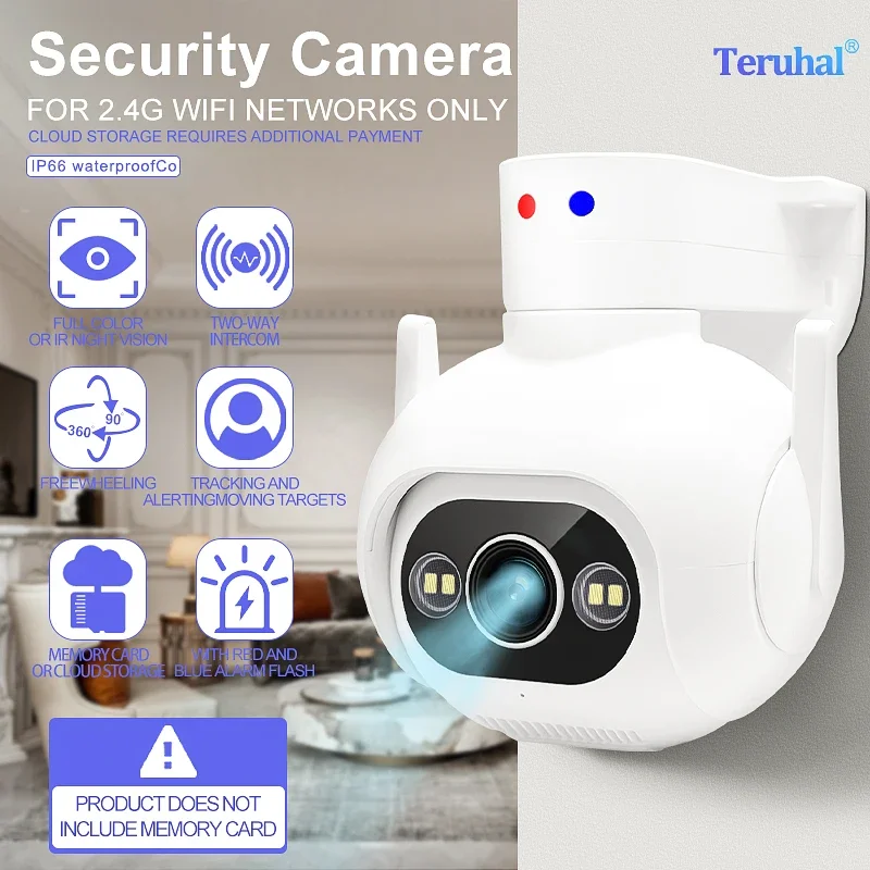 WiFi Surveillance Camera IP66 Waterproof Full Color Night Vision Two-Way Voice Call 360° Field of View Motion Tracking Alarm
WiFi Surveillance Camera IP66 Waterproof Full Color Night Vision Two-Way Voice Call 360° Field of View Motion Tracking Alarm