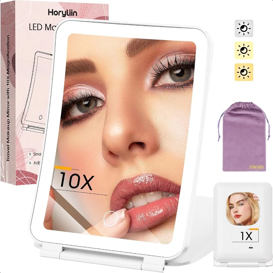 10X 1X Magnification Lighted Makeup Mirror with Lights Rechargeable Magnifying Mirror with 80LEDand2000mAh Battery Portable Tra
10X 1X Magnification Lighted Makeup Mirror with Lights Rechargeable Magnifying Mirror with 80LEDand2000mAh Battery Portable Tra