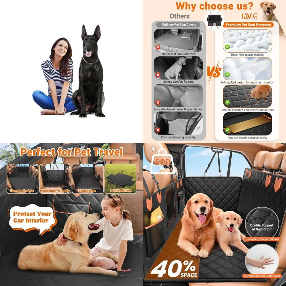 Waterproof Large Pet Car Seat Cover, 500 lbs Capacity, Nonslip Back Seat Extender for SUVs and Sedans
Waterproof Large Pet Car Seat Cover, 500 lbs Capacity, Nonslip Back Seat Extender for SUVs and Sedans