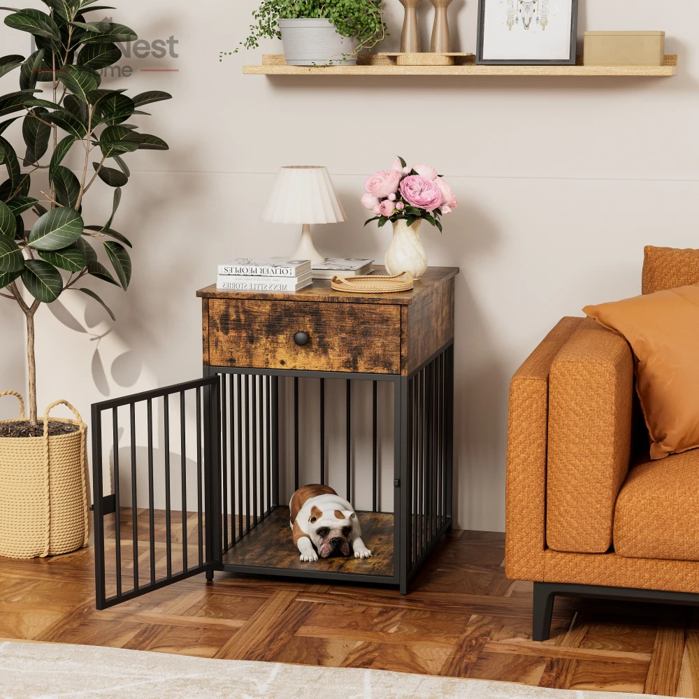 Dog Crate Furniture, Dog House,Decorative Kennel with Drawer,Indoor Pet Crate End Table for Small Dog,Iron-Tube Cage,Pet cage
Dog Crate Furniture, Dog House,Decorative Kennel with Drawer,Indoor Pet Crate End Table for Small Dog,Iron-Tube Cage,Pet cage