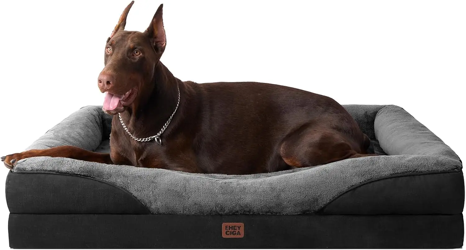 Orthopedic XL Dog Bed for Large Dogs, 48x35 Inch Memory Foam Couch Bed with Bolsters, Washable Cover, Grey/Black
Orthopedic XL Dog Bed for Large Dogs, 48x35 Inch Memory Foam Couch Bed with Bolsters, Washable Cover, Grey/Black