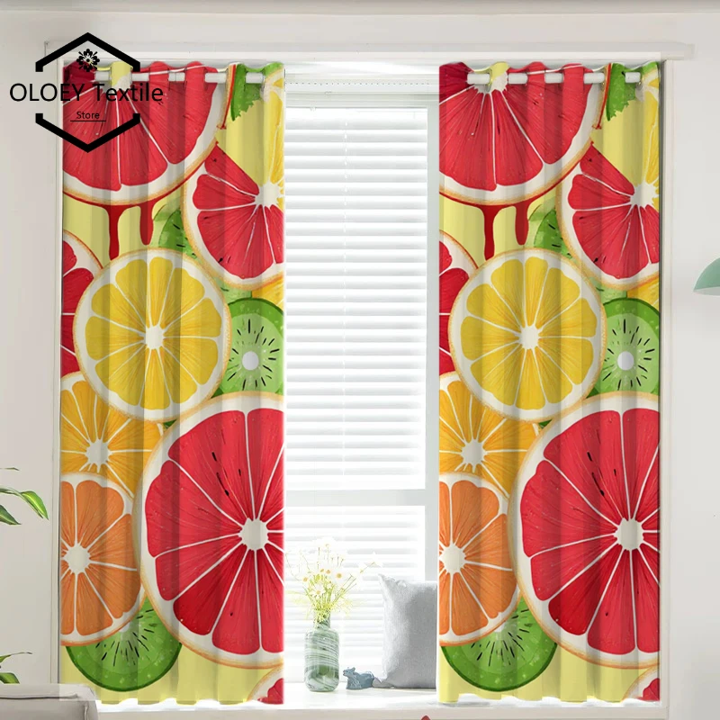 Fresh Citrus Fruit Pattern Curtains - Digital Print Orange Lemon Lime Blackout Drapes for Kitchen BedroomDecor Polyester 
Fresh Citrus Fruit Pattern Curtains - Digital Print Orange Lemon Lime Blackout Drapes for Kitchen BedroomDecor Polyester