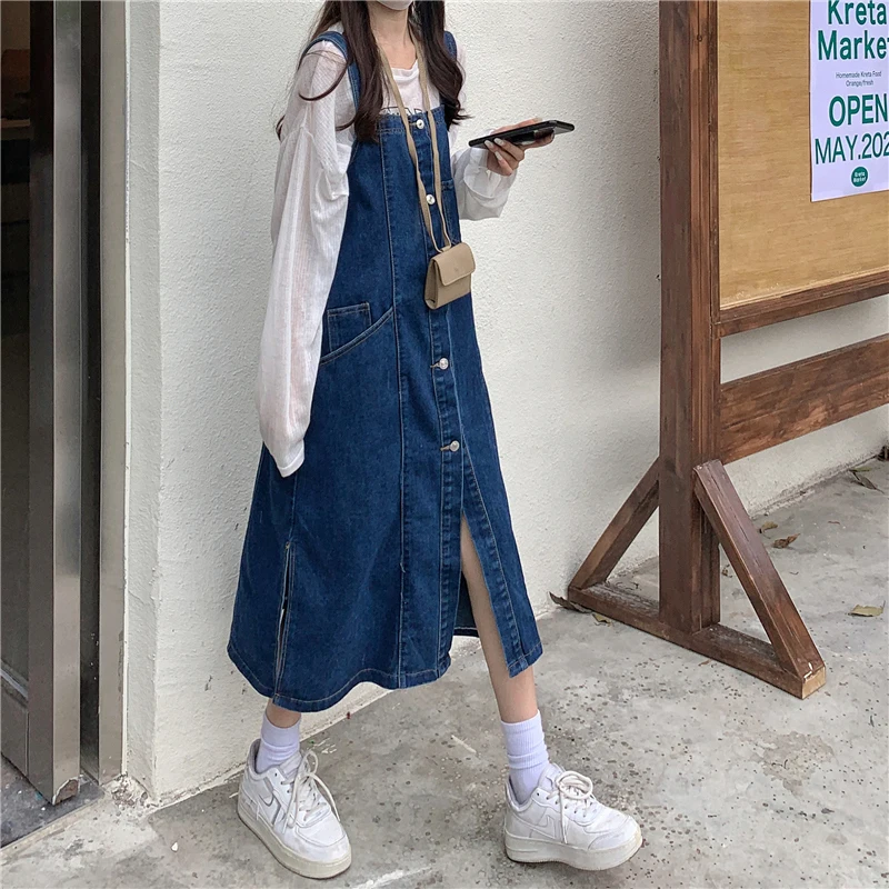 Spring and summer clothes Denim Dress Women's clothes Korean fashion fashion denim straps Medium length dress
Spring and summer clothes Denim Dress Women's clothes Korean fashion fashion denim straps Medium length dress