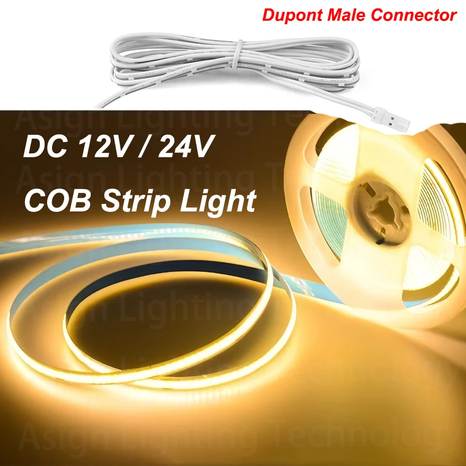 Dupont Male Interface COB Led Strip Adhesive Tape 320LEDs/m 8mm Flexible Tape 1m-5m Soft Cuttable DIY Decor Lighting DC12V 24V
Dupont Male Interface COB Led Strip Adhesive Tape 320LEDs/m 8mm Flexible Tape 1m-5m Soft Cuttable DIY Decor Lighting DC12V 24V