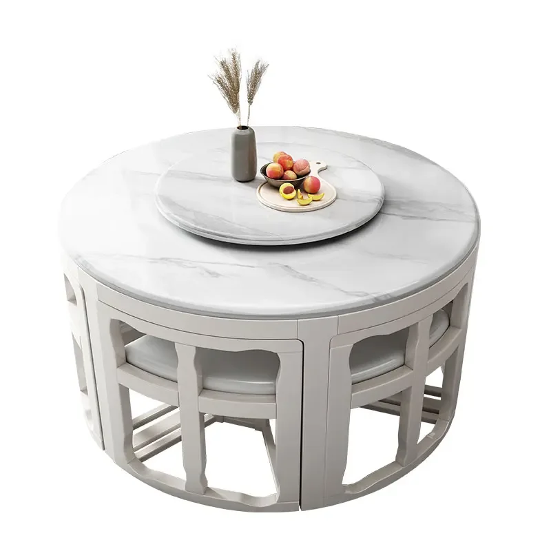 Combination of modern minimalist dining room, household round table with turntable
Combination of modern minimalist dining room, household round table with turntable