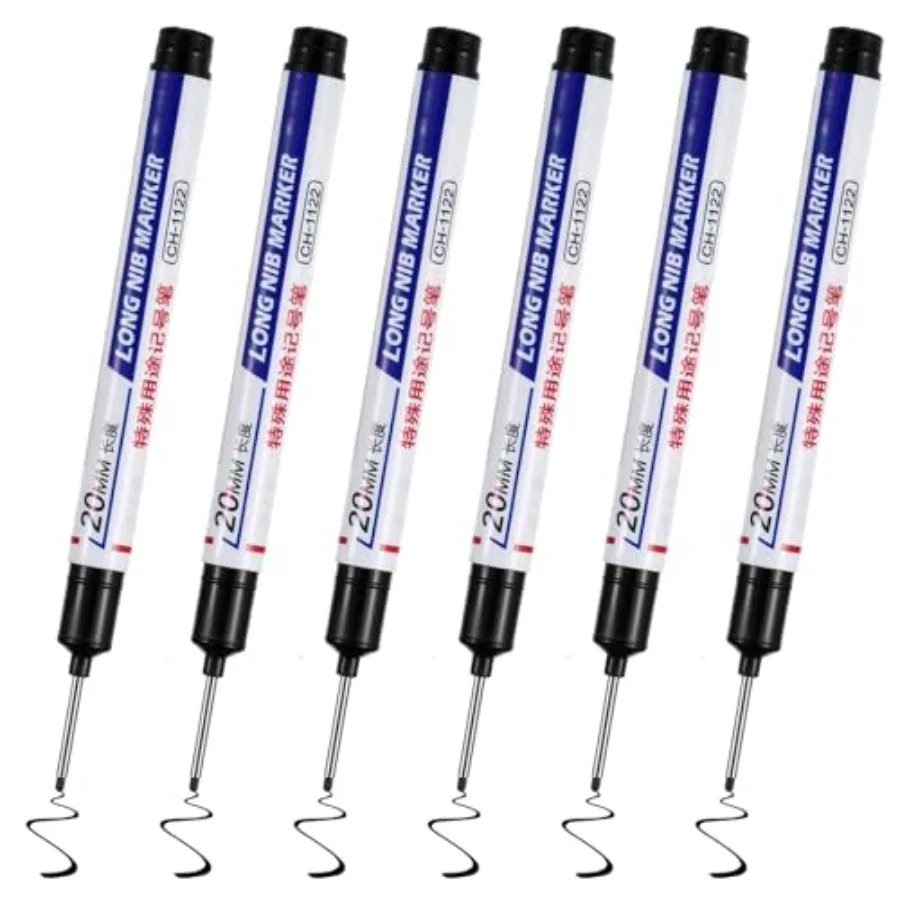 6PCS Long Head Deep Hole Marker Pens, Waterproof Construction Markers Marking Tool, Permanent Markers Carpenter Ink Marker Pens
6PCS Long Head Deep Hole Marker Pens, Waterproof Construction Markers Marking Tool, Permanent Markers Carpenter Ink Marker Pens