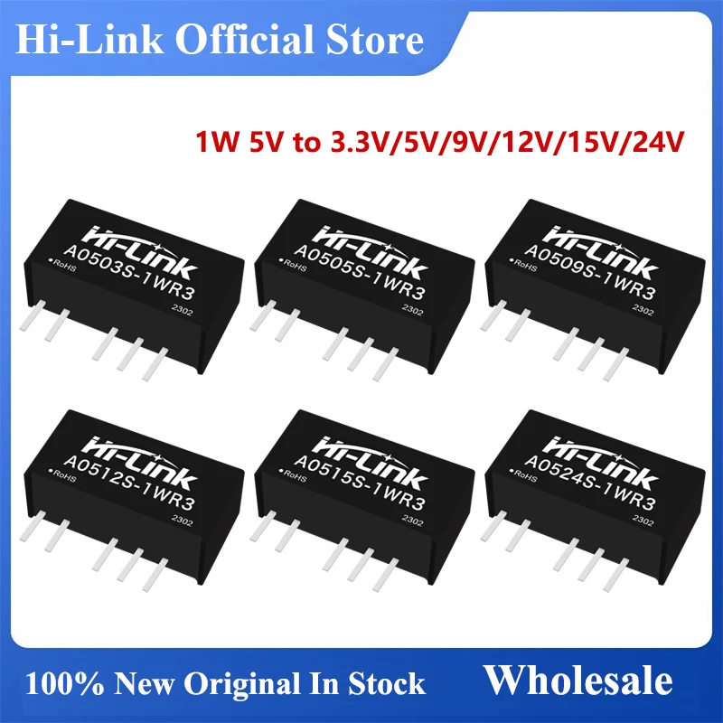 Hi-Link 5pcs A0505S-1WR3 A0512S-1WR3 A0524S-1WR3 Dual Output 1W 5V 12V DC DC Converter Power Supply Module Customer Electronics
Hi-Link 5pcs A0505S-1WR3 A0512S-1WR3 A0524S-1WR3 Dual Output 1W 5V 12V DC DC Converter Power Supply Module Customer Electronics