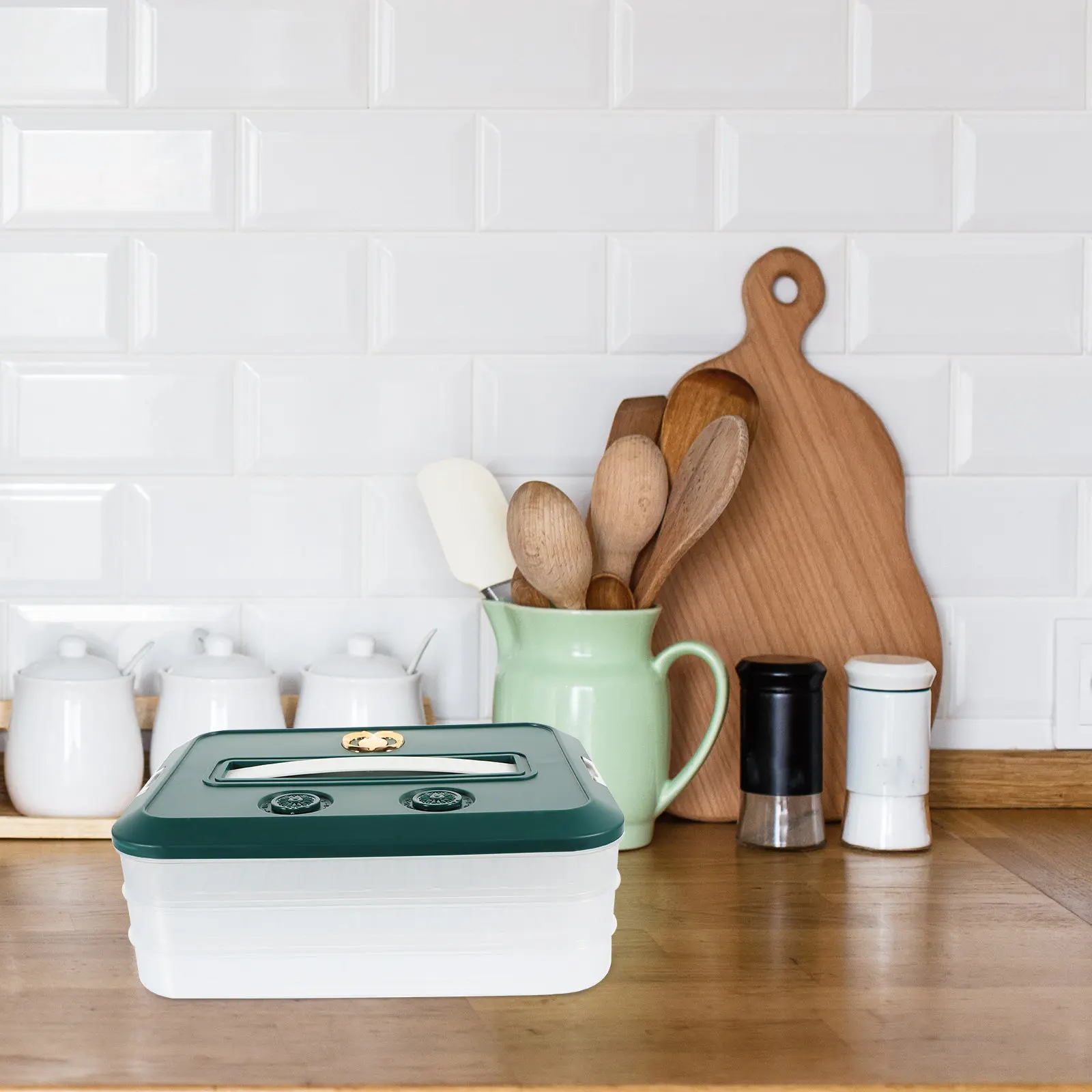 Food Storage Container Fridge Multi-Layer Dumpling Box PP Material Refrigerator Storage Box Non-Slip Bottom