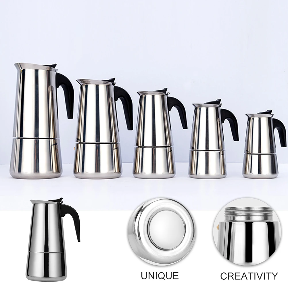 Stainless Pot Makers Espresso Silver Stovetop Pots Modern Aluminum Body Safety Valve Regulates Pressure Brewing
Stainless Pot Makers Espresso Silver Stovetop Pots Modern Aluminum Body Safety Valve Regulates Pressure Brewing