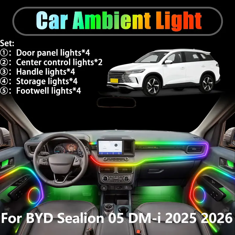 For BYD Sealion 05 DM-i 2025 2026 2/18 in 1 Car ambient lighting Led trunk interior led lights USB RGB Ensemble Streamer Auto
For BYD Sealion 05 DM-i 2025 2026 2/18 in 1 Car ambient lighting Led trunk interior led lights USB RGB Ensemble Streamer Auto