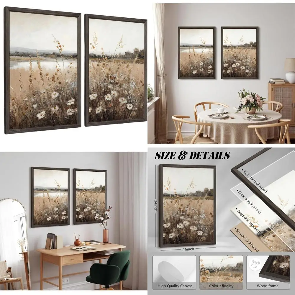 Pair of Vintage-Style Wildflower Landscape Wall Art, 16x24 Inch Framed for Home Decor
Pair of Vintage-Style Wildflower Landscape Wall Art, 16x24 Inch Framed for Home Decor