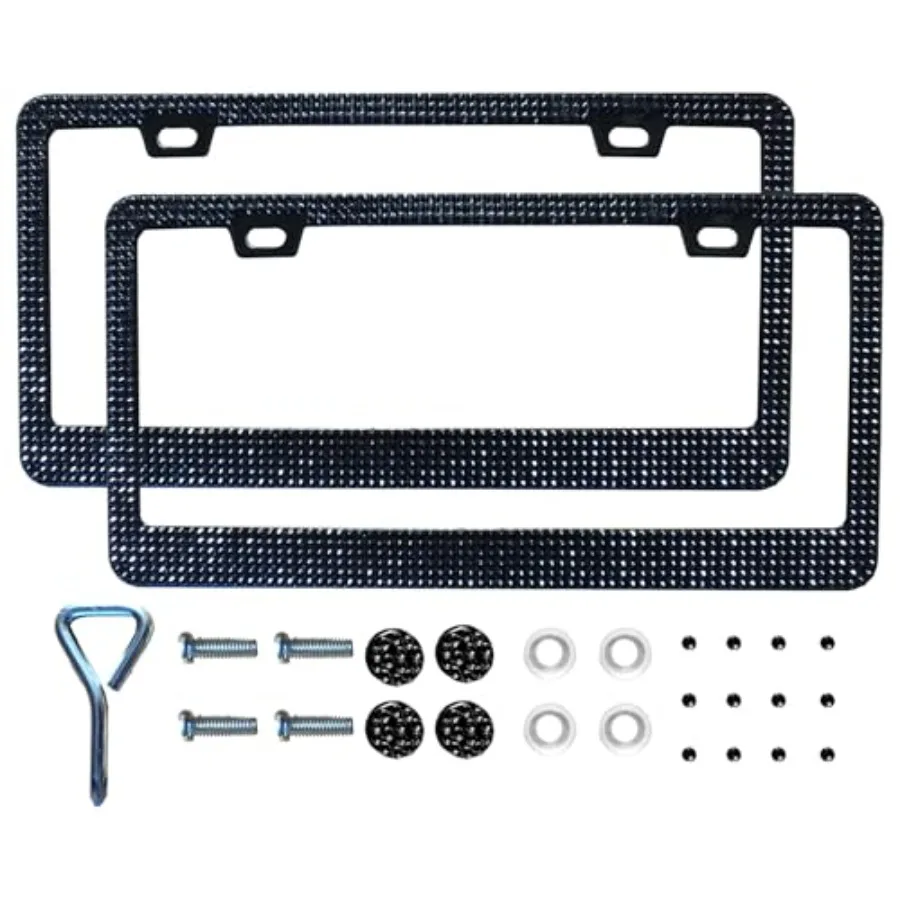 2 Black Bling License Plate Frame for Women, Sparkly Rhinestone Handcrafted Crystal Premium Stainless Steel, Stainless Steel Ca
2 Black Bling License Plate Frame for Women, Sparkly Rhinestone Handcrafted Crystal Premium Stainless Steel, Stainless Steel Ca