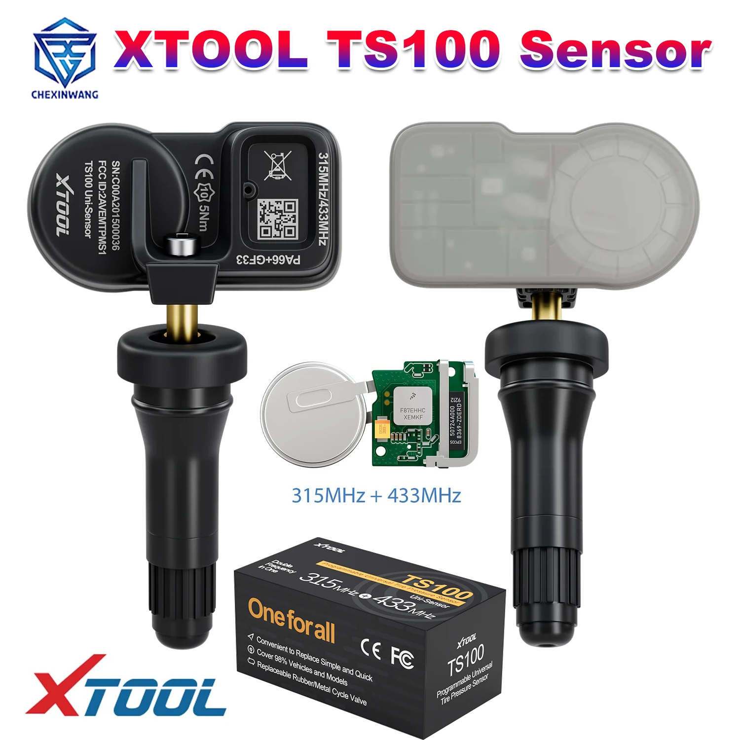 TS100 XTOOL TPMS Sensor 315/433MHz Car TPMS Tire Pressure Sensor Monitor Tester Programming TS100 Sensor Work with TP150 IP819TP
TS100 XTOOL TPMS Sensor 315/433MHz Car TPMS Tire Pressure Sensor Monitor Tester Programming TS100 Sensor Work with TP150 IP819TP