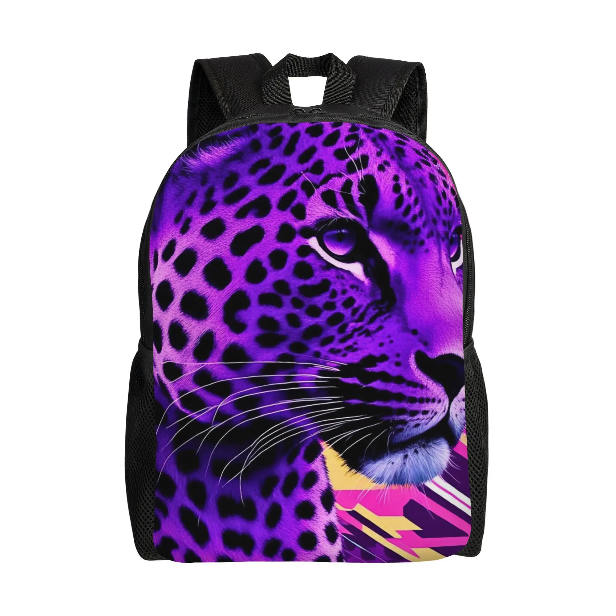Purple Leopard Print Backpack - Pop Art Animal Design, Ultra Fine Spots, Black Frame Embellishment, Suitable for School,
Purple Leopard Print Backpack - Pop Art Animal Design, Ultra Fine Spots, Black Frame Embellishment, Suitable for School,