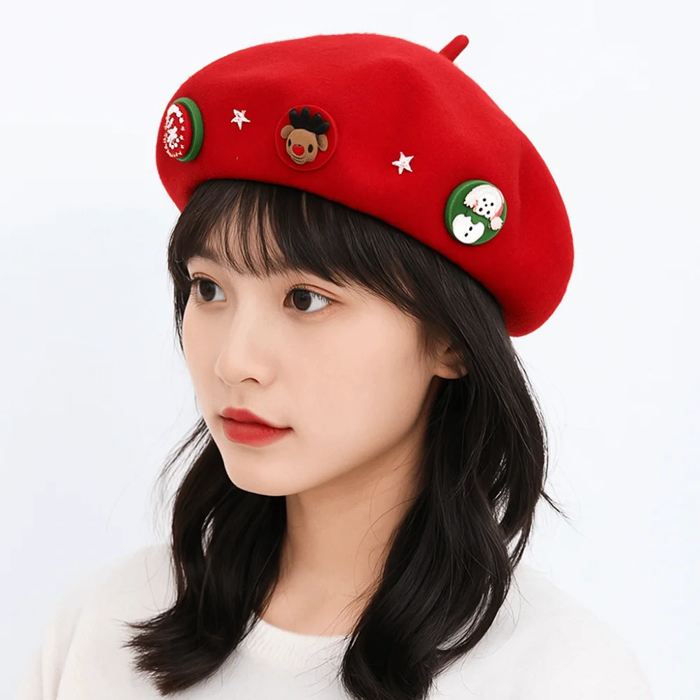 Retro Woolen Christmas Beret Solid Color Christmas Tree Wool Beret Star Warm Octagonal Hat Streetwear
Retro Woolen Christmas Beret Solid Color Christmas Tree Wool Beret Star Warm Octagonal Hat Streetwear