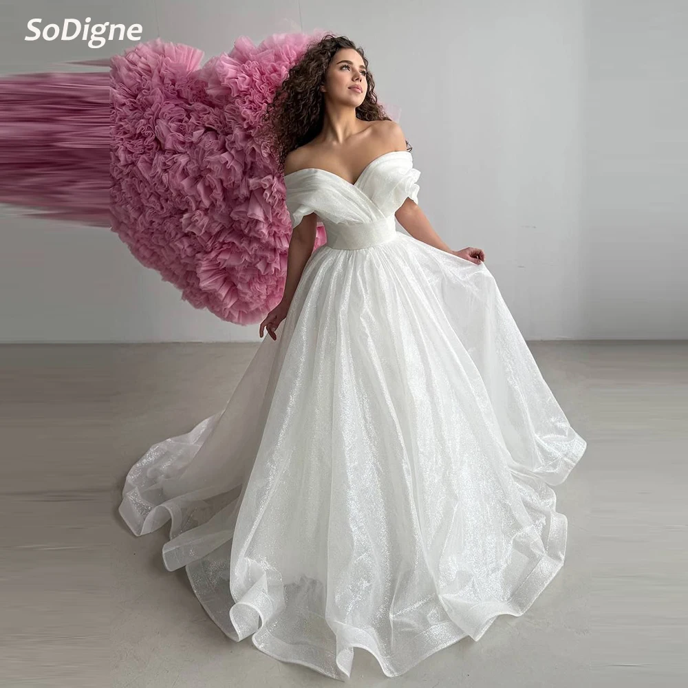 SoDigne A-line Glitter Tulle Wedding Dress Off Shoulder Sleeveless Bride Dresses Women Bridal Gowns vestidos de novia Customized
SoDigne A-line Glitter Tulle Wedding Dress Off Shoulder Sleeveless Bride Dresses Women Bridal Gowns vestidos de novia Customized