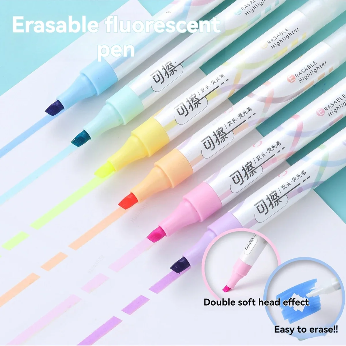 6 colors Erasable Aesthetic Cute Pastel Highlighters Set, 6 pcs, Chisel Tip Marker Set, No Bleed Bible Assorted Colors
6 colors Erasable Aesthetic Cute Pastel Highlighters Set, 6 pcs, Chisel Tip Marker Set, No Bleed Bible Assorted Colors