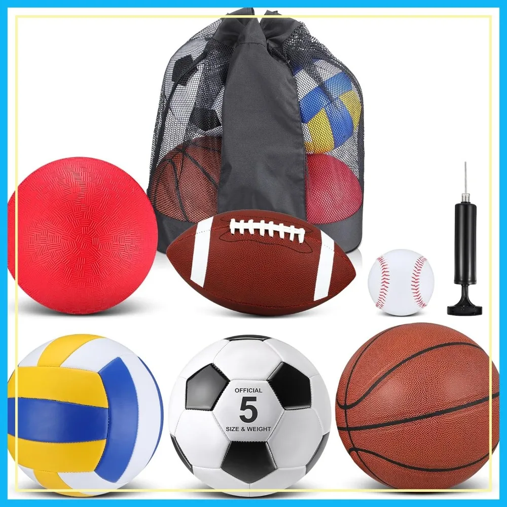 6-Piece Multi Sport Ball Set with Pump & Bag Official Size Football Basketball Soccer Volleyball Baseball Playground
6-Piece Multi Sport Ball Set with Pump & Bag Official Size Football Basketball Soccer Volleyball Baseball Playground