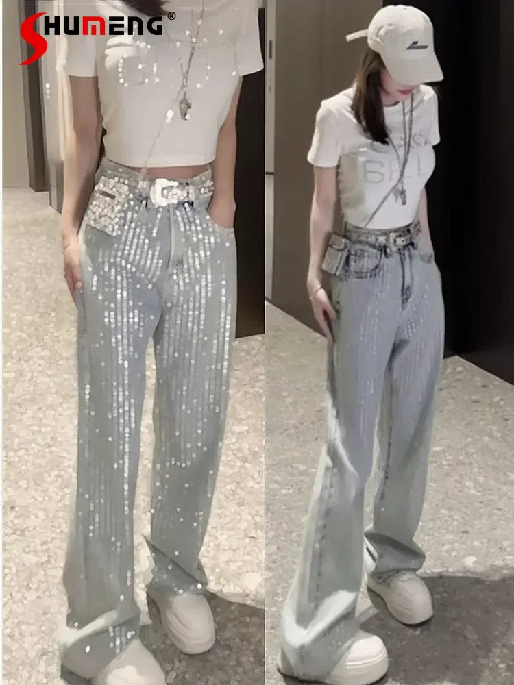 Heavy Embroidery Hot Drilling High Waist Slimming Loose Wide Leg Pants for Women 2023 Spring New Mop Straight Jeans Fashion
Heavy Embroidery Hot Drilling High Waist Slimming Loose Wide Leg Pants for Women 2023 Spring New Mop Straight Jeans Fashion