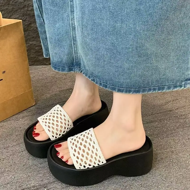 Women's Open Toe Wedges Slippers Summer New Thick Sole Non Slip Woven Hollow Out Lightweight Outdoor High Heel Slippers Sandals
Women's Open Toe Wedges Slippers Summer New Thick Sole Non Slip Woven Hollow Out Lightweight Outdoor High Heel Slippers Sandals