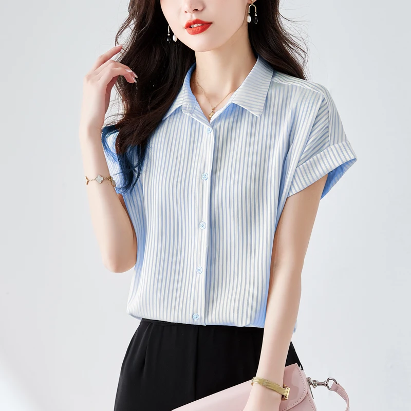 Striped Shirt Women's Summer 2025 New Short Sleeve Fashion Tops Blouse Formal Work Office Lady
Striped Shirt Women's Summer 2025 New Short Sleeve Fashion Tops Blouse Formal Work Office Lady