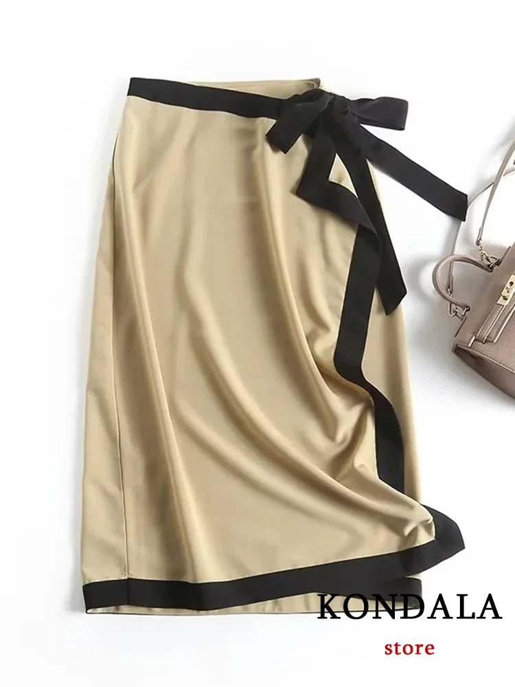 KONDALA Vintage Chic Women Skirt Khaki Patchwork Black Belt Bow Slim Fit Long Skirt Fashion 2023 Spring Mujer Faldas
KONDALA Vintage Chic Women Skirt Khaki Patchwork Black Belt Bow Slim Fit Long Skirt Fashion 2023 Spring Mujer Faldas