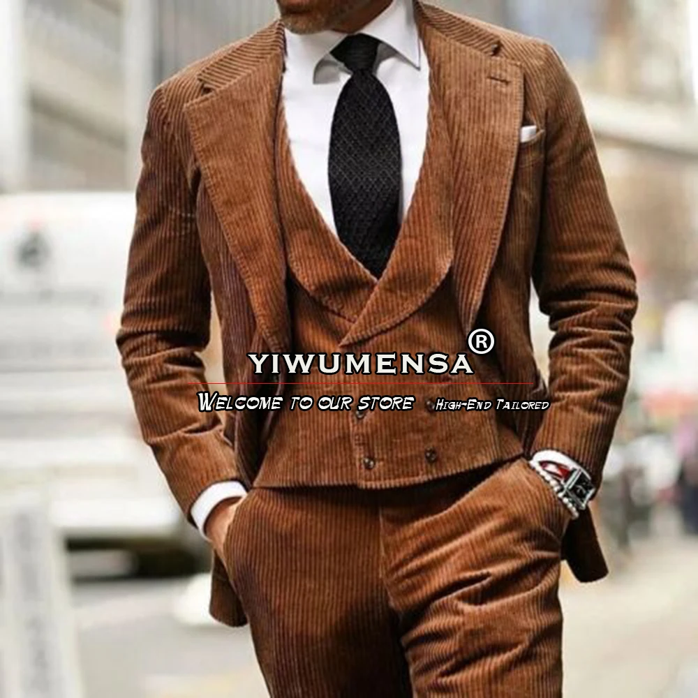 Vintage Corduroy Men's Suits Formal Business Party Blazer Sets Single Breasted Jacket Vest Pants 3 Pieces Groom Wedding Tuxedos
Vintage Corduroy Men's Suits Formal Business Party Blazer Sets Single Breasted Jacket Vest Pants 3 Pieces Groom Wedding Tuxedos