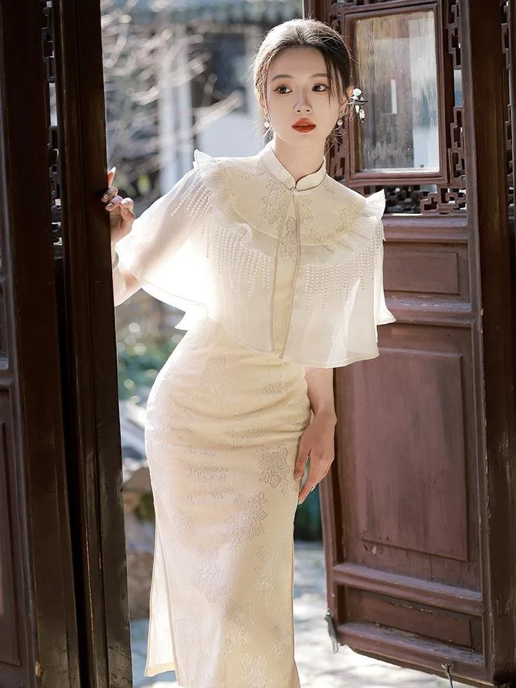 2024 Summer Cheongsam New Young Girl Chinese Style Qipao 2-Piece Cheongsam Shawl Set Cheongsam Dress Elegant Daily Party Dress
2024 Summer Cheongsam New Young Girl Chinese Style Qipao 2-Piece Cheongsam Shawl Set Cheongsam Dress Elegant Daily Party Dress