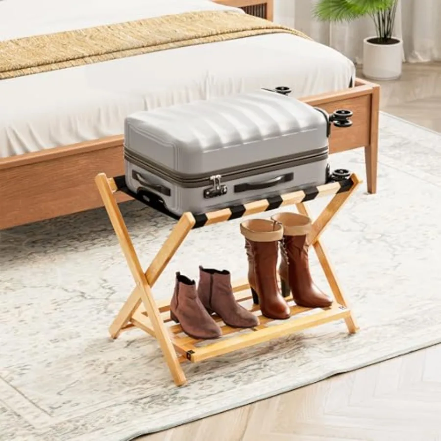 Fully Assembled Luggage Rack 1 Pack Bamboo Foldable Suitcase Stand for Guest Room Heavy Duty Folding Luggage Holder with Storag
Fully Assembled Luggage Rack 1 Pack Bamboo Foldable Suitcase Stand for Guest Room Heavy Duty Folding Luggage Holder with Storag