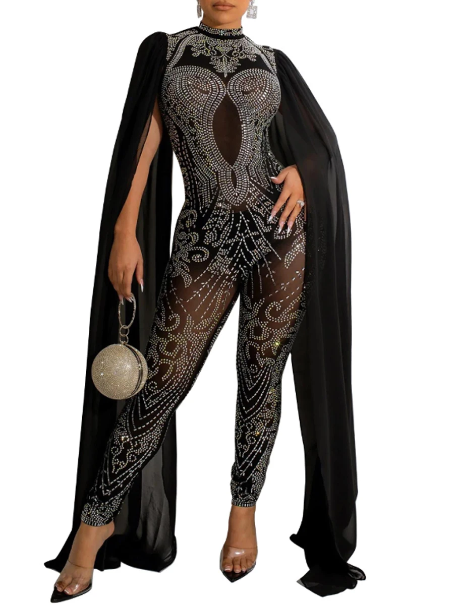 See Through Long Sleeve Solid Color Sheer Mesh Rhinestone Decor Skinny Jumpsuit
See Through Long Sleeve Solid Color Sheer Mesh Rhinestone Decor Skinny Jumpsuit