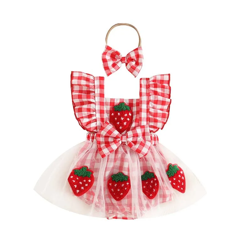 Baby Girl Strawberry Plaid Tutu Romper Set Summer Sleeveless Ruffle Mesh Bodysuit with Bow Headband Newborn Princess Outfit
Baby Girl Strawberry Plaid Tutu Romper Set Summer Sleeveless Ruffle Mesh Bodysuit with Bow Headband Newborn Princess Outfit