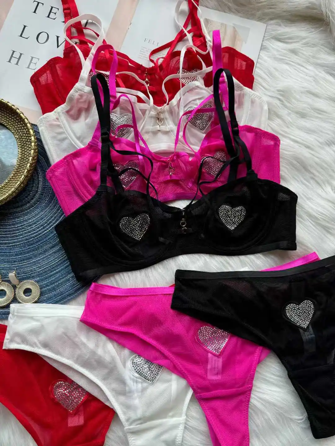 lingerie ultra-thin mesh heart rhinestone underwear women large breasts show small bras sexy hot girl bra set
lingerie ultra-thin mesh heart rhinestone underwear women large breasts show small bras sexy hot girl bra set