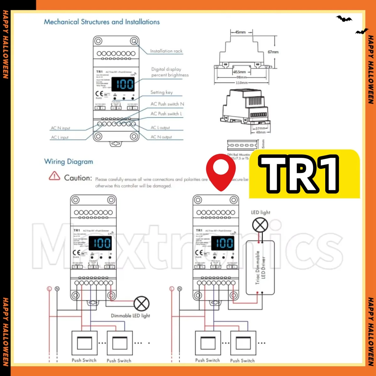 Skydance Высоковольтный светодиодный триак 100-240 В переменного тока RF + Push Dimmer TR1 Выход 1CH для измерения и переключения Одноцветные светодиодные лампы с регулируемой яркостью
Skydance Высоковольтный светодиодный триак 100-240 В переменного тока RF + Push Dimmer TR1 Выход 1CH для измерения и переключения Одноцветные светодиодные лампы с регулируемой яркостью
