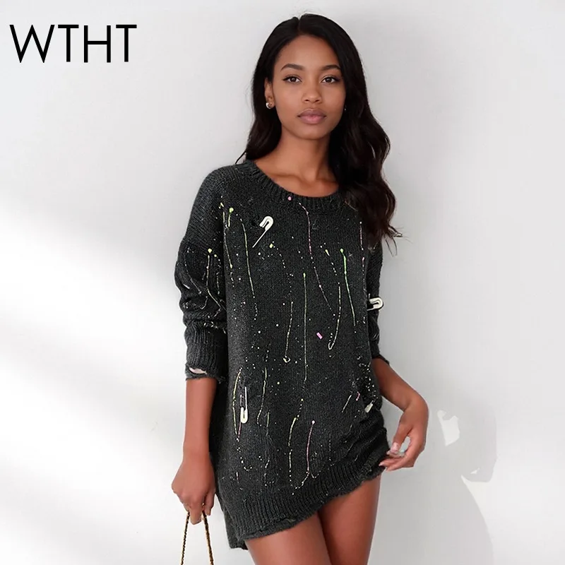 WTHT новый модный женский сращенный красочный свитер с отверстиями в стиле граффити, осень 2022, модные пуловеры с круглым вырезом и длинными рукавами, женские 1LS2527 
WTHT новый модный женский сращенный красочный свитер с отверстиями в стиле граффити, осень 2022, модные пуловеры с круглым вырезом и длинными рукавами, женские 1LS2527