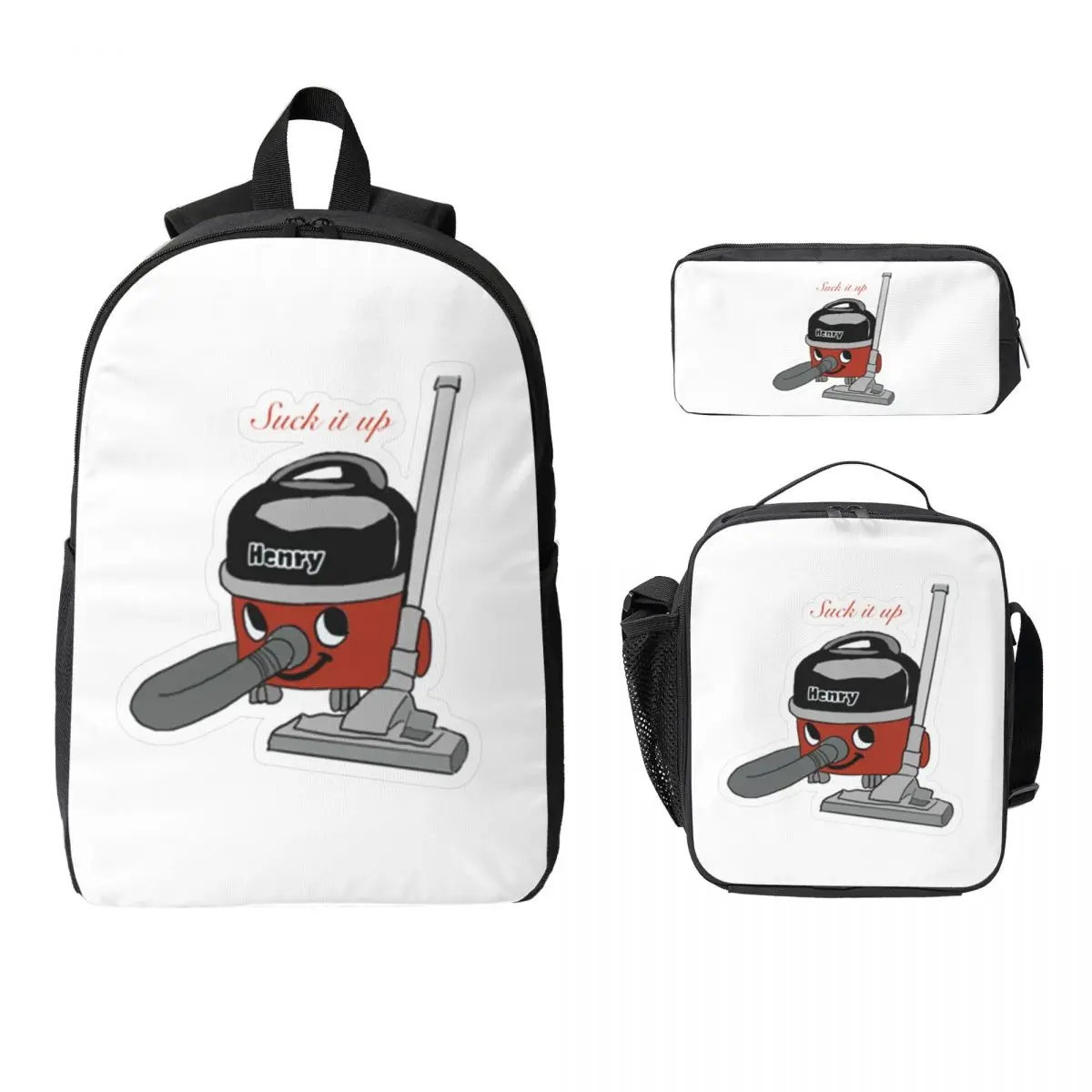 Henry Hoover Suck It Up Sticker Backpack Student BookBag School Bag Laptop Shoulder Bags 3ps Insulated Lunch Bag Pencil Case
Henry Hoover Suck It Up Sticker Backpack Student BookBag School Bag Laptop Shoulder Bags 3ps Insulated Lunch Bag Pencil Case