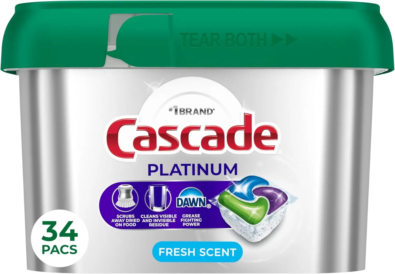 Powerful Dishwasher Detergent Pacs, 34 Count – Cleans Burnt-On Messes, No Pre-Wash
Powerful Dishwasher Detergent Pacs, 34 Count – Cleans Burnt-On Messes, No Pre-Wash
