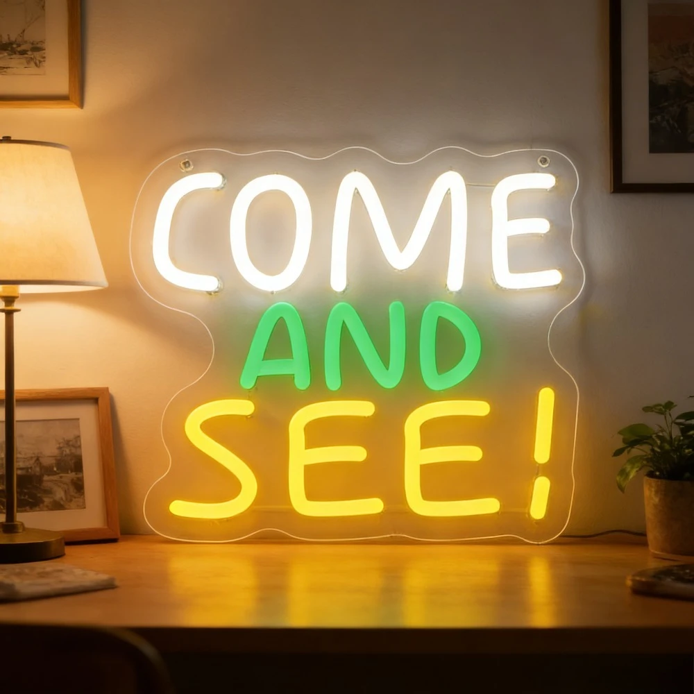 COME AND SEE LED Neon Sign Multi Color Light for Home Bar Cafe Decoration Inviting Warm Atmosphere Wall Art Lighting Gift
COME AND SEE LED Neon Sign Multi Color Light for Home Bar Cafe Decoration Inviting Warm Atmosphere Wall Art Lighting Gift