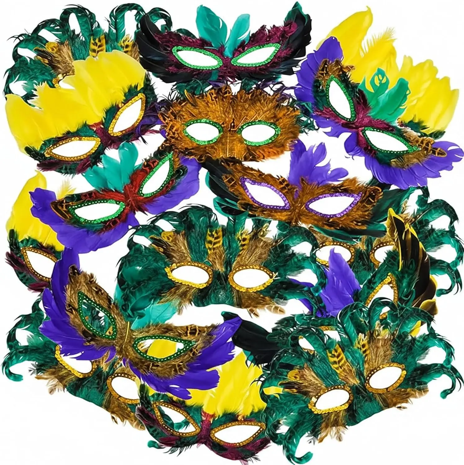 Bulk Mardi Gras Masks 12/50/300Pcs - Carnival Masquerade for Women, Men, Kids Party Costume Decorations
Bulk Mardi Gras Masks 12/50/300Pcs - Carnival Masquerade for Women, Men, Kids Party Costume Decorations