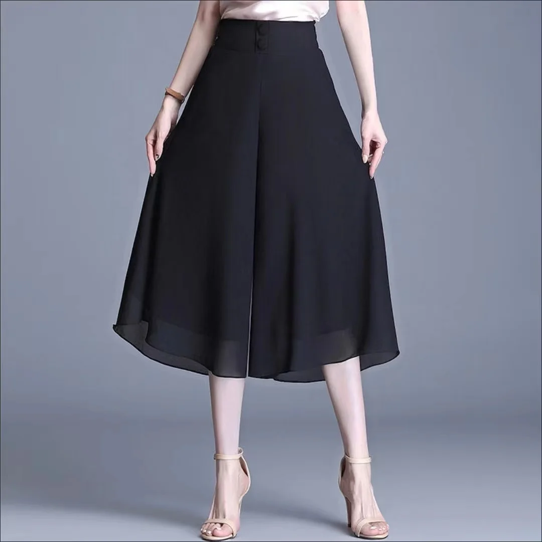 Широкие брюки-палаццо из шелкового шифона с высокой талией для женщин, летние, тонкие, свободные, струящиеся, черные, длиной 7/8
Широкие брюки-палаццо из шелкового шифона с высокой талией для женщин, летние, тонкие, свободные, струящиеся, черные, длиной 7/8